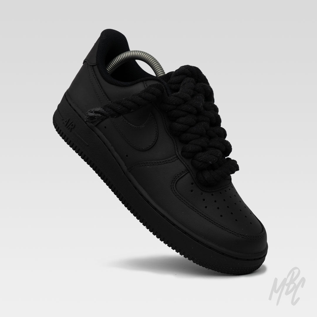 Af1 Nike Shoes Black Air Force Thicc Laces Design Custom Nike