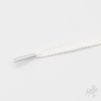 White textured sneaker laces with scalloped edge design for custom trainers and unique sneaker customisation