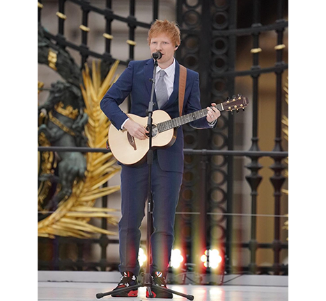 Ed Sheeran wearing custom Jordans at the Queens Jubilee Concert