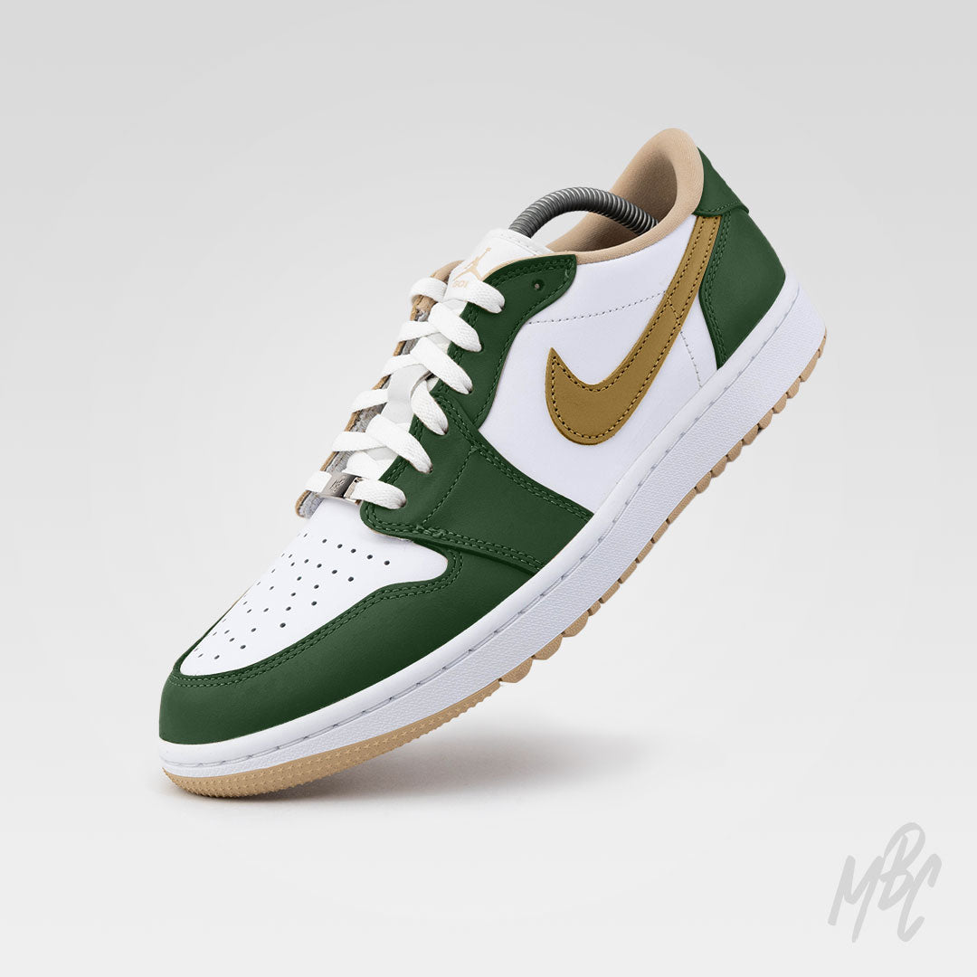 Fairway Gold - Jordan 1 Low Golf Custom Trainers – MattB Customs