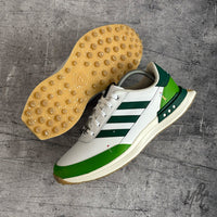 Custom Adidas S2G Golf Sneakers by MattB Customs. Customised with golfer hitting the ball across the green, with red flag design.