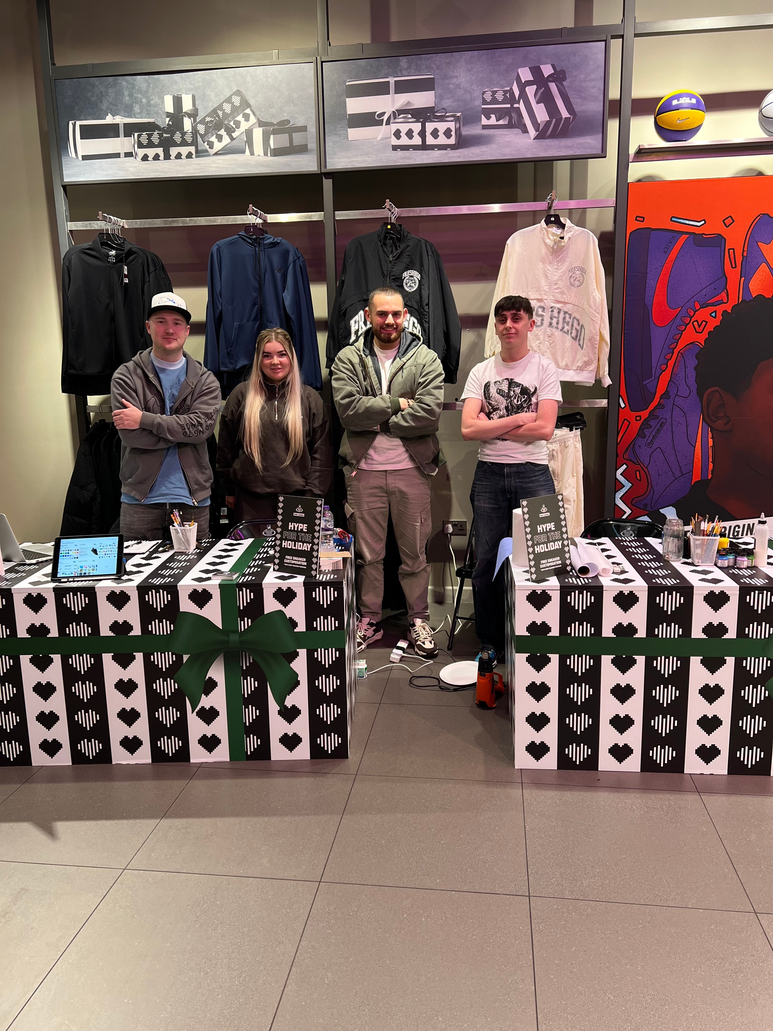 MattB Customs team customising trainers at the Footlocker UK Tour