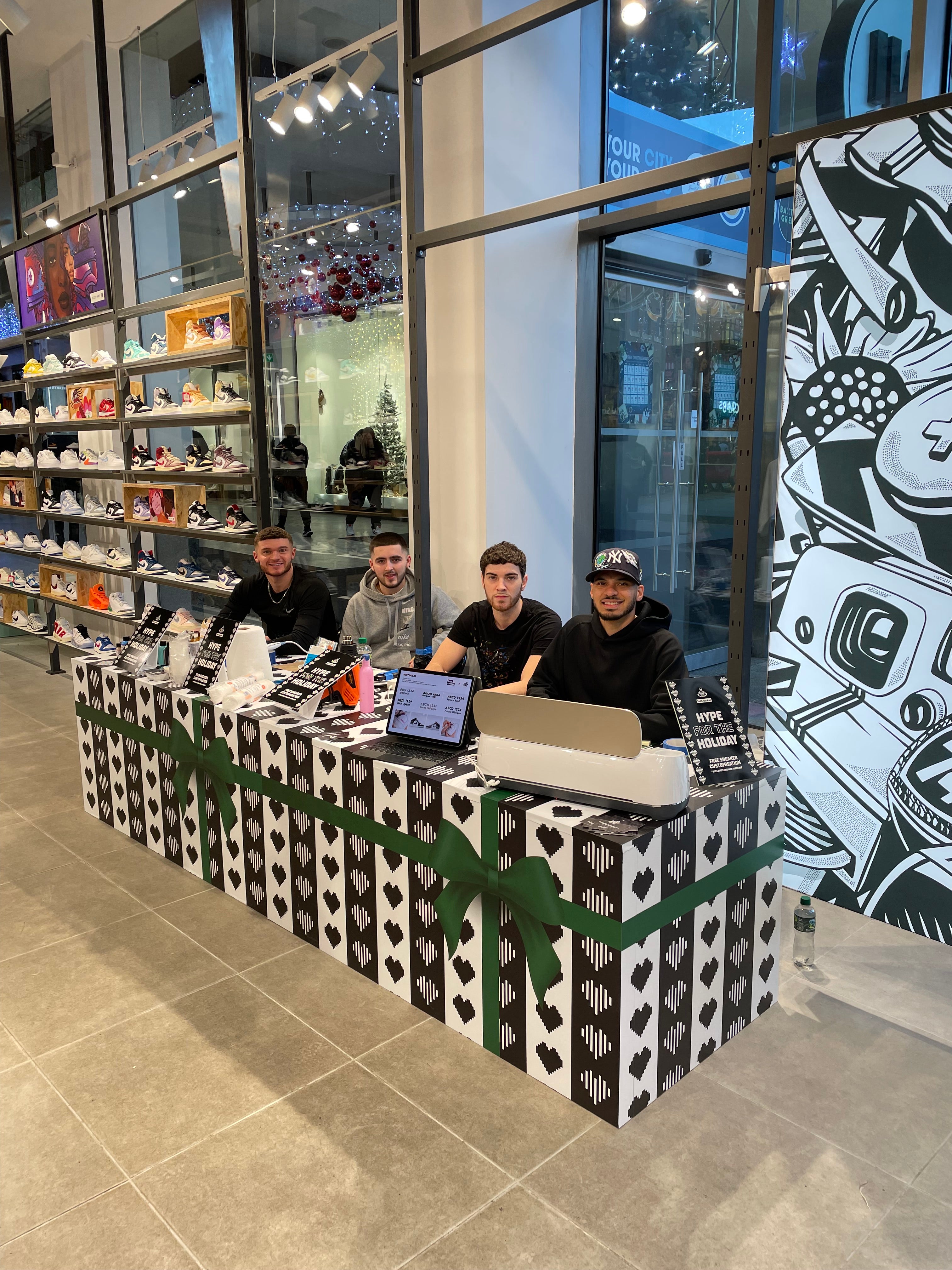 MattB Customs team customising trainers at the Footlocker UK Tour