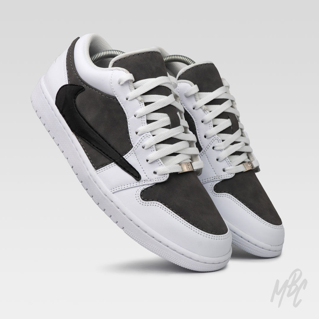 Grey Suede Reverse Swoosh Jordan Low Custom Trainers – MattB