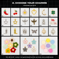 Lace Charm Pack custom shoe charms including cherries, hearts, butterflies, flowers, stars and colourful accessories