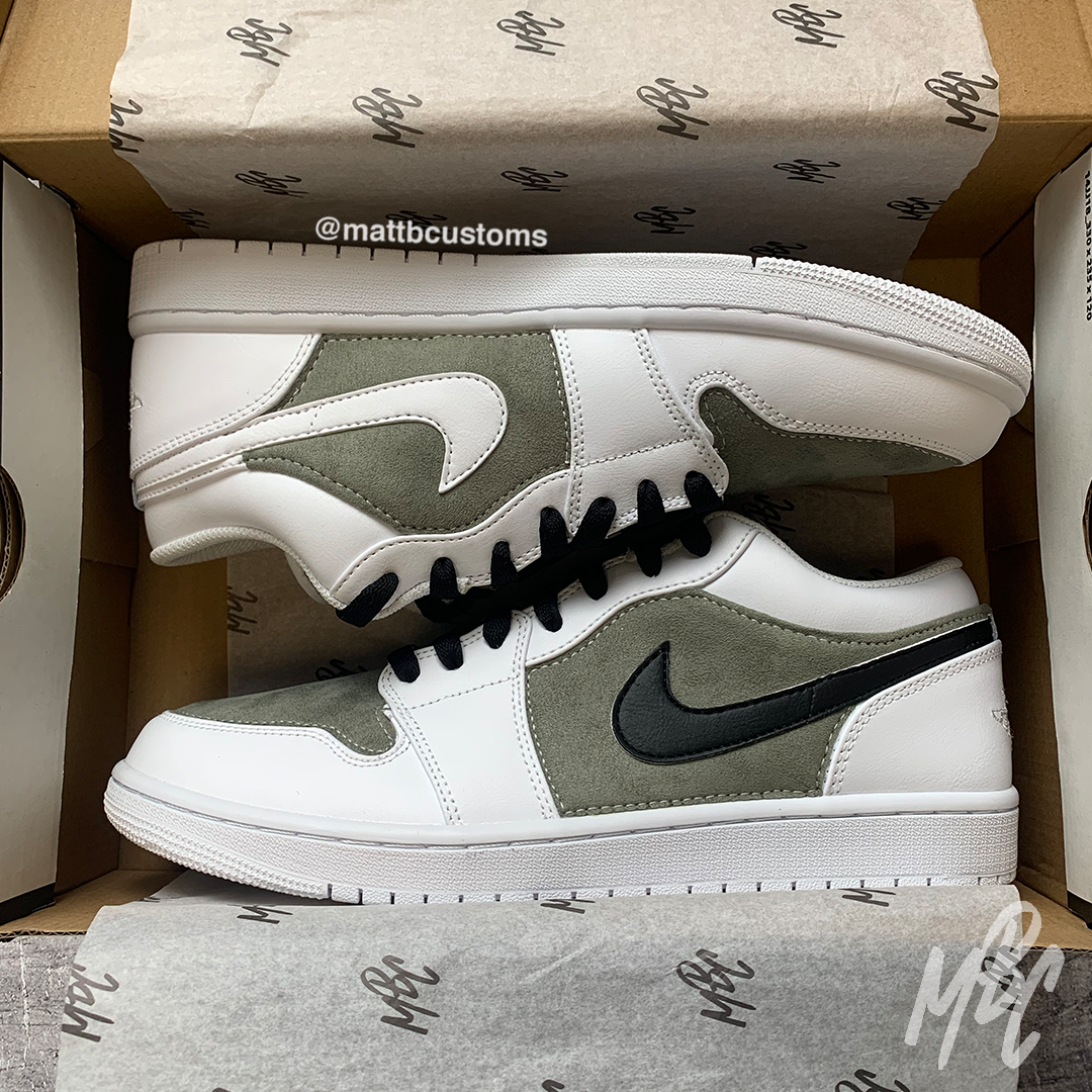 Sage Green Suede Jordan 1 Low UK 10 MattB Customs