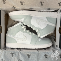 Pearl Swoosh Jordan 1 Mid Custom Trainers