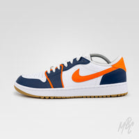 Sunset Swing Nike Jordan 1 Low Golf Custom Sneakers in navy, orange and white