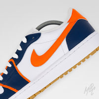 Sunset Swing Nike Jordan 1 Low Golf Custom Sneakers in navy, orange and white
