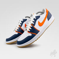 Sunset Swing Nike Jordan 1 Low Golf Custom Sneakers in navy, orange and white