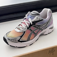 Custom Asics GT-2160 Sunset Dip Dye sneaker with hand-painted pastel sunset gradient mesh upper
