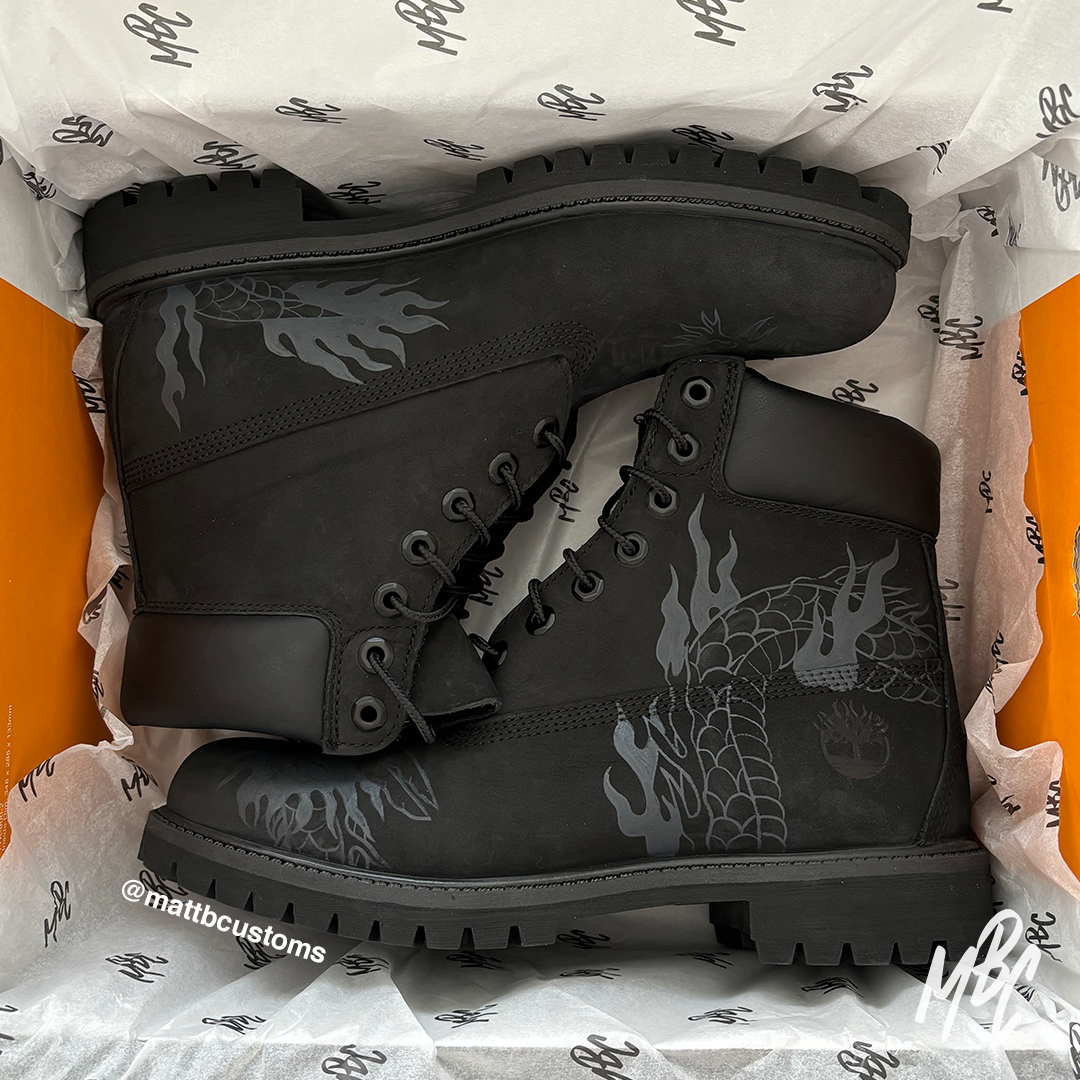Custom black timberlands sales