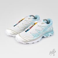 Waveform Salomon XT-6 pair with blue dip dyed heel and hand painted wave design