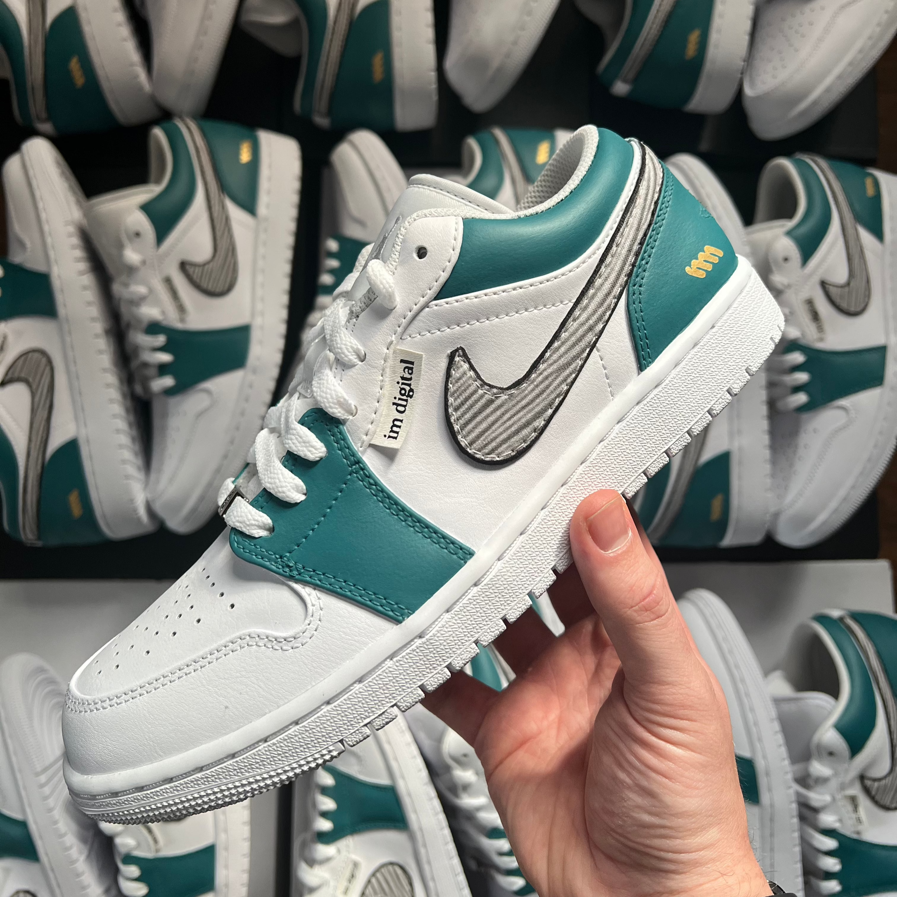 custom jordan 1 lows with hand painted imagination media design