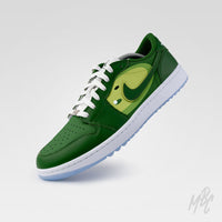 Pin Position custom Nike Jordan 1 Low Golf sneaker with green golf course inspired artwork and layered fairway design panels