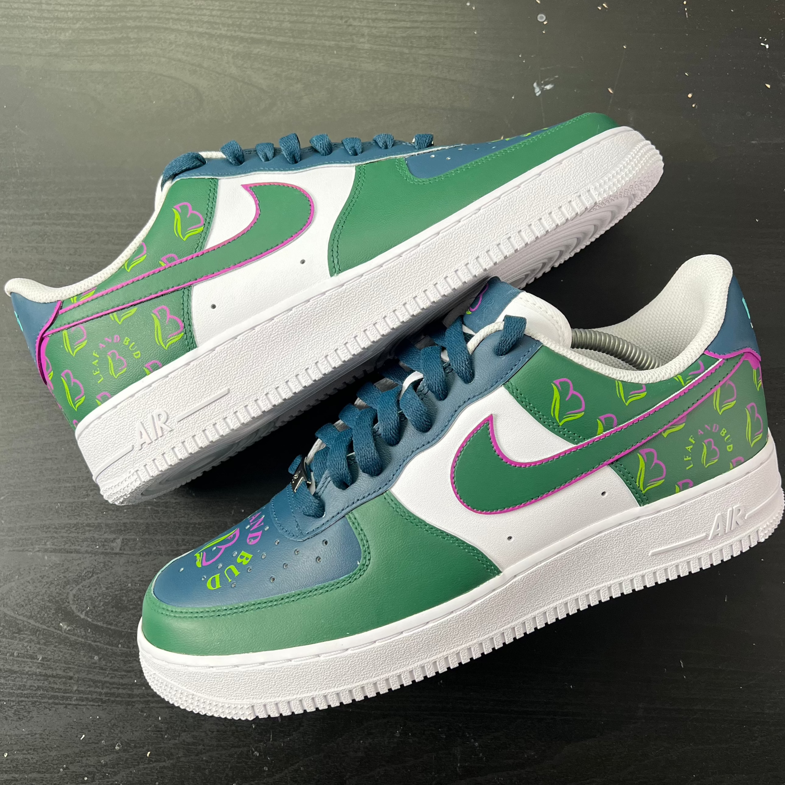 custom hand painted weedmaps branded nike air force 1 trainers