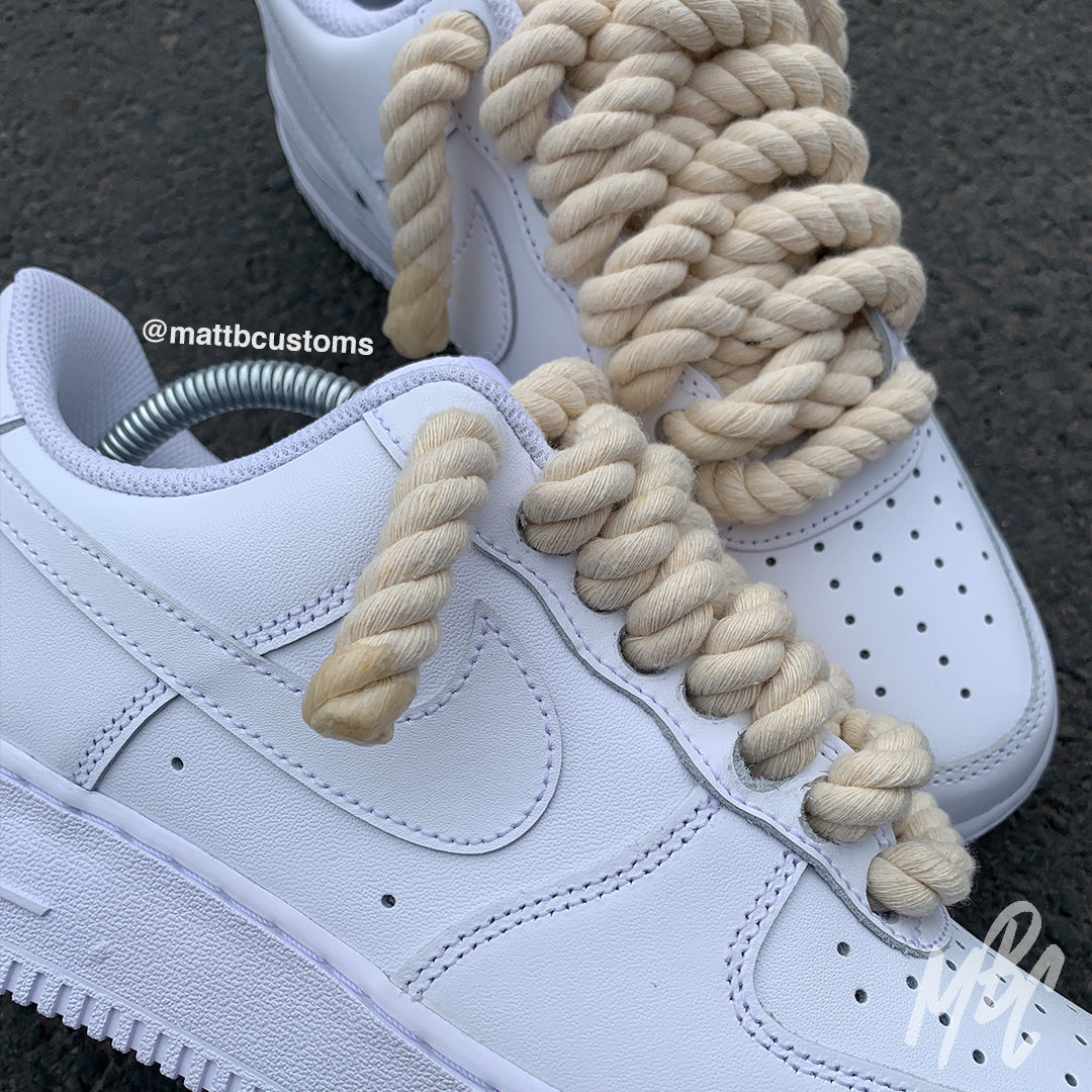 Thicc Laces - White Air Force 1 Custom Nike Sneakers