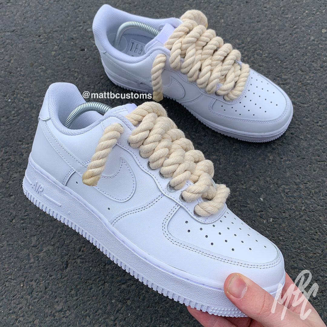Thicc Laces - White Air Force 1 Custom Nike Sneakers