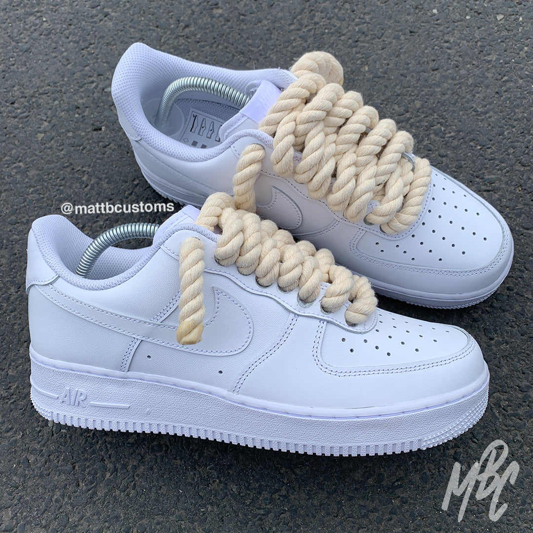Thicc Laces - White Air Force 1 Custom Nike Sneakers
