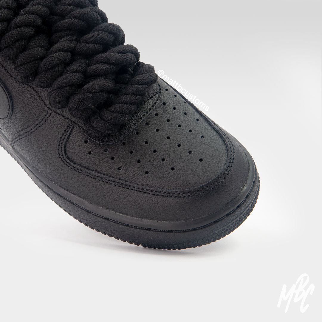 Thicc Laces - Black Air Force 1 Custom Nike Sneakers