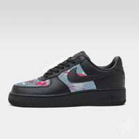 Acid Wash Paint Splat Denim - Air Force 1 Black Custom Nike Sneakers