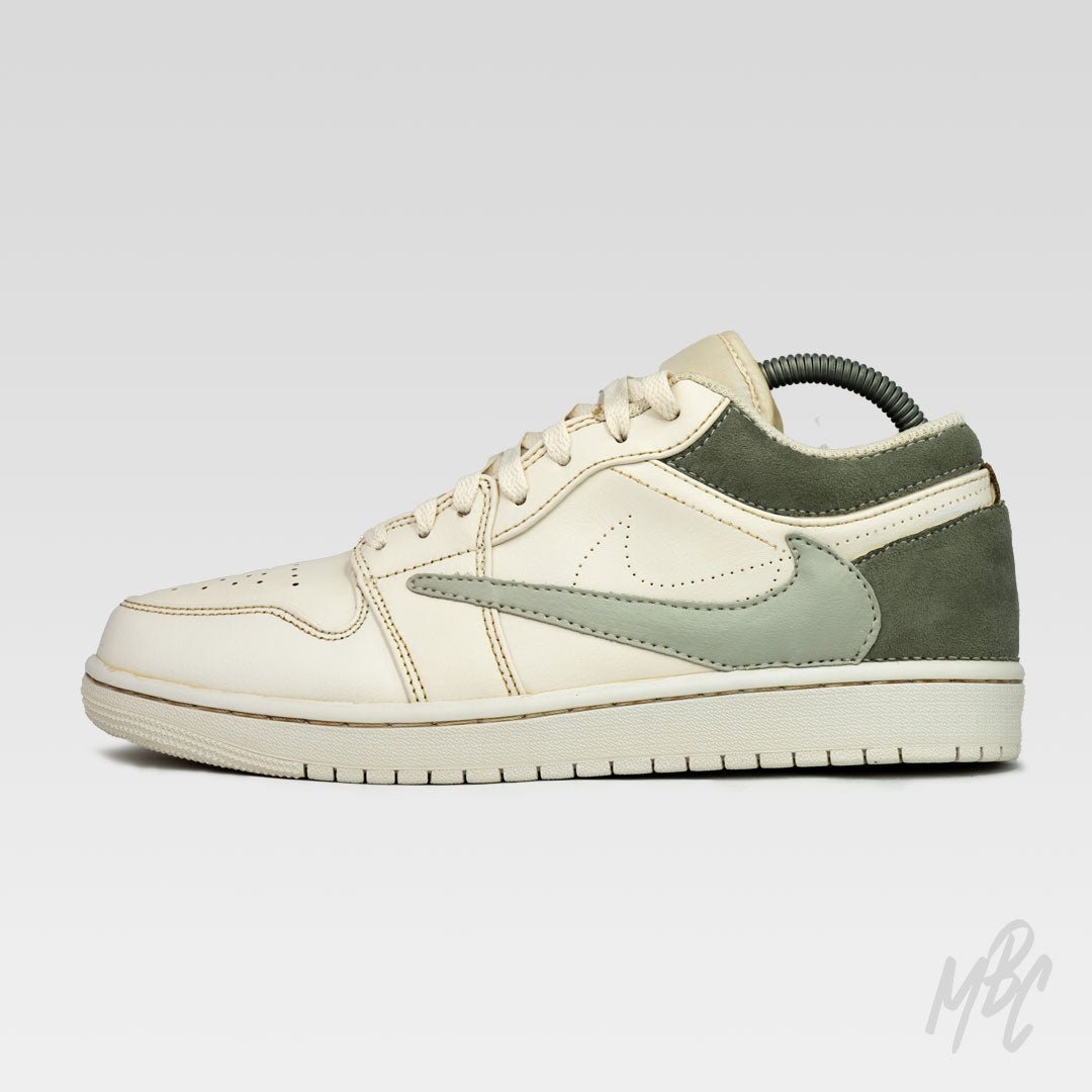 Aged Olive Reverse Swoosh - Jordan 1 Low Custom Nike Sneakers