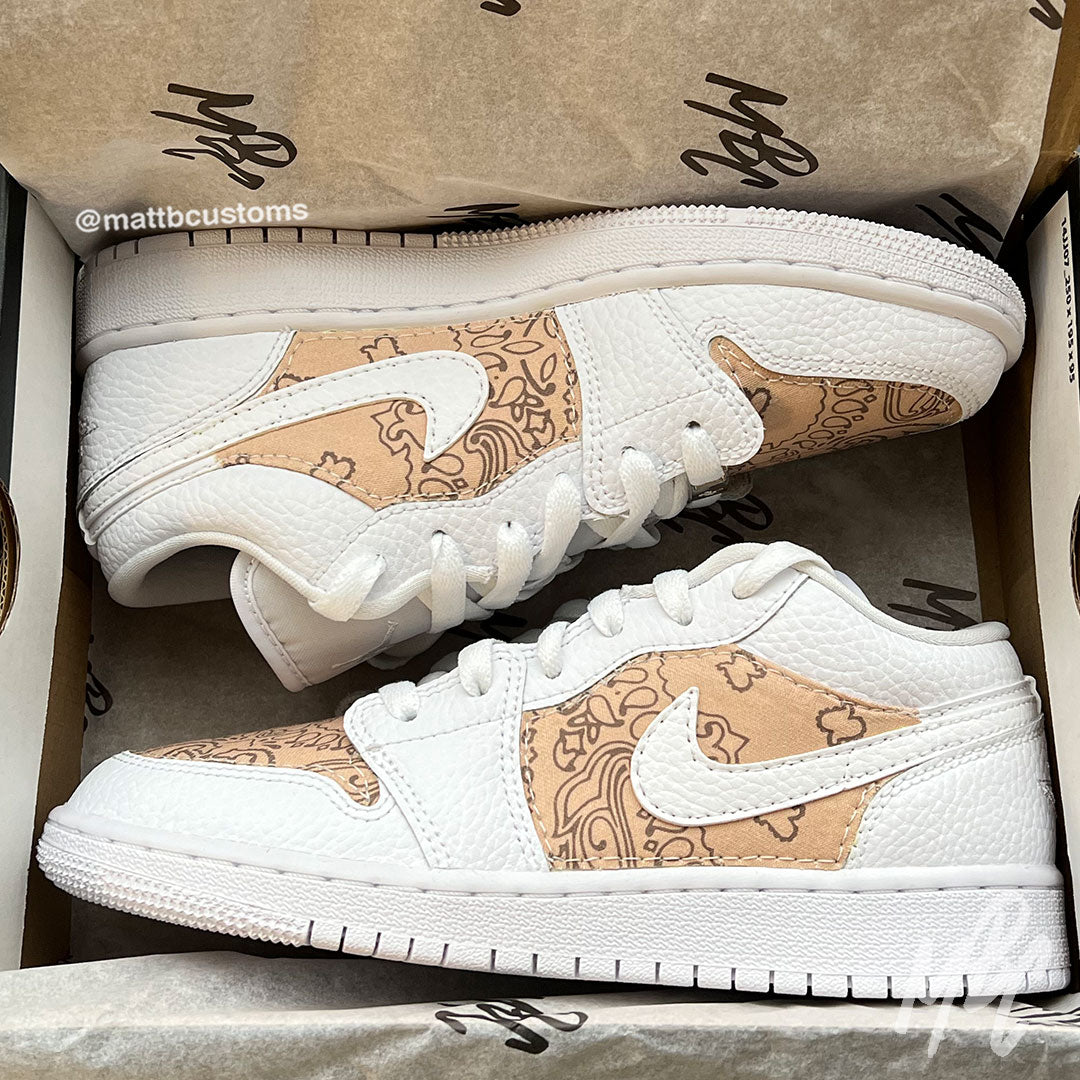 Beige & Mocha Bandana - Jordan 1 Low | UK 3.5 Nike Sneakers