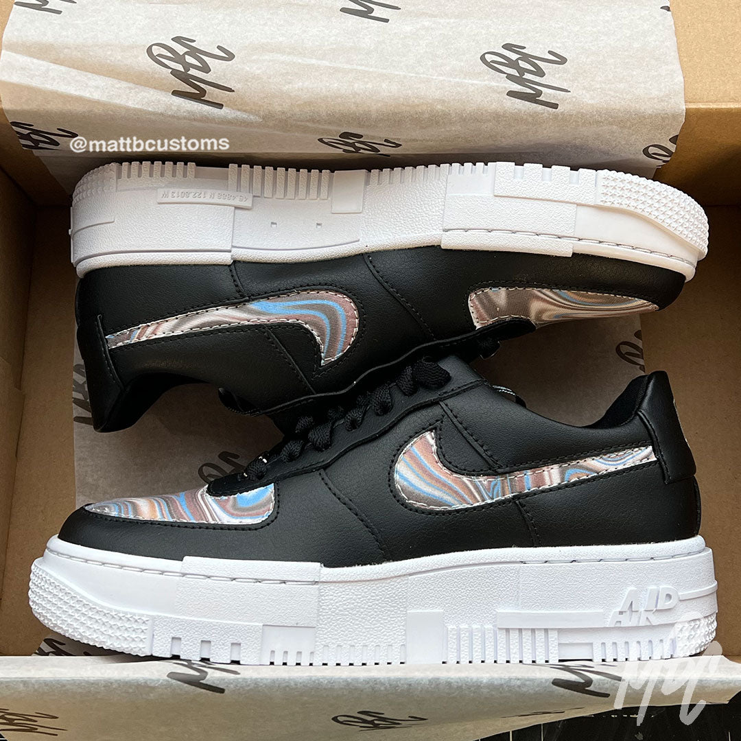 Blue Latte Liquid Marble - Air Force 1 Pixel | UK 4 Nike Sneakers