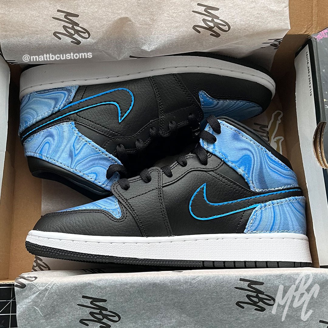Blueberry Liquid Marble - Jordan 1 Mid | UK 5 Nike Sneakers