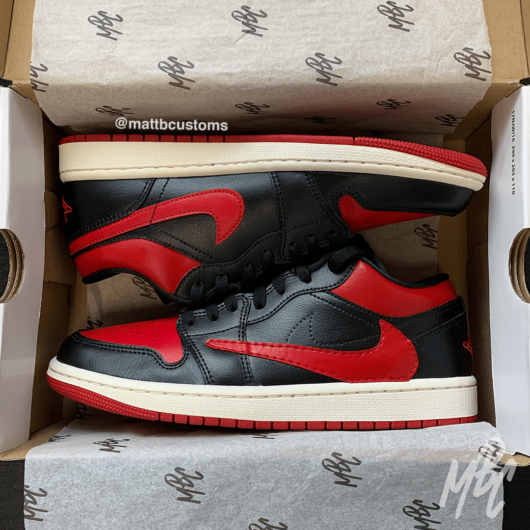 Air jordan 1 black red swoosh discount