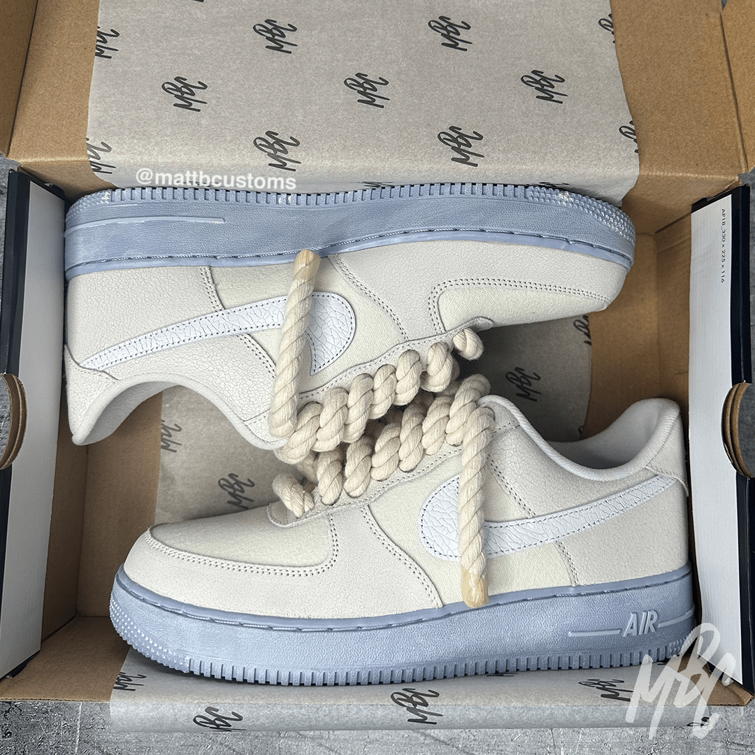 Thicc Laces Air Force 1 Blue Sole Custom Trainers MattB Customs