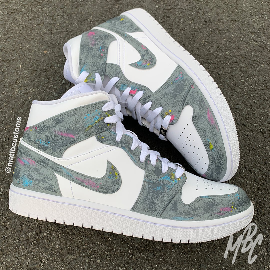 Concrete - Jordan 1 Mid Custom Nike Sneakers