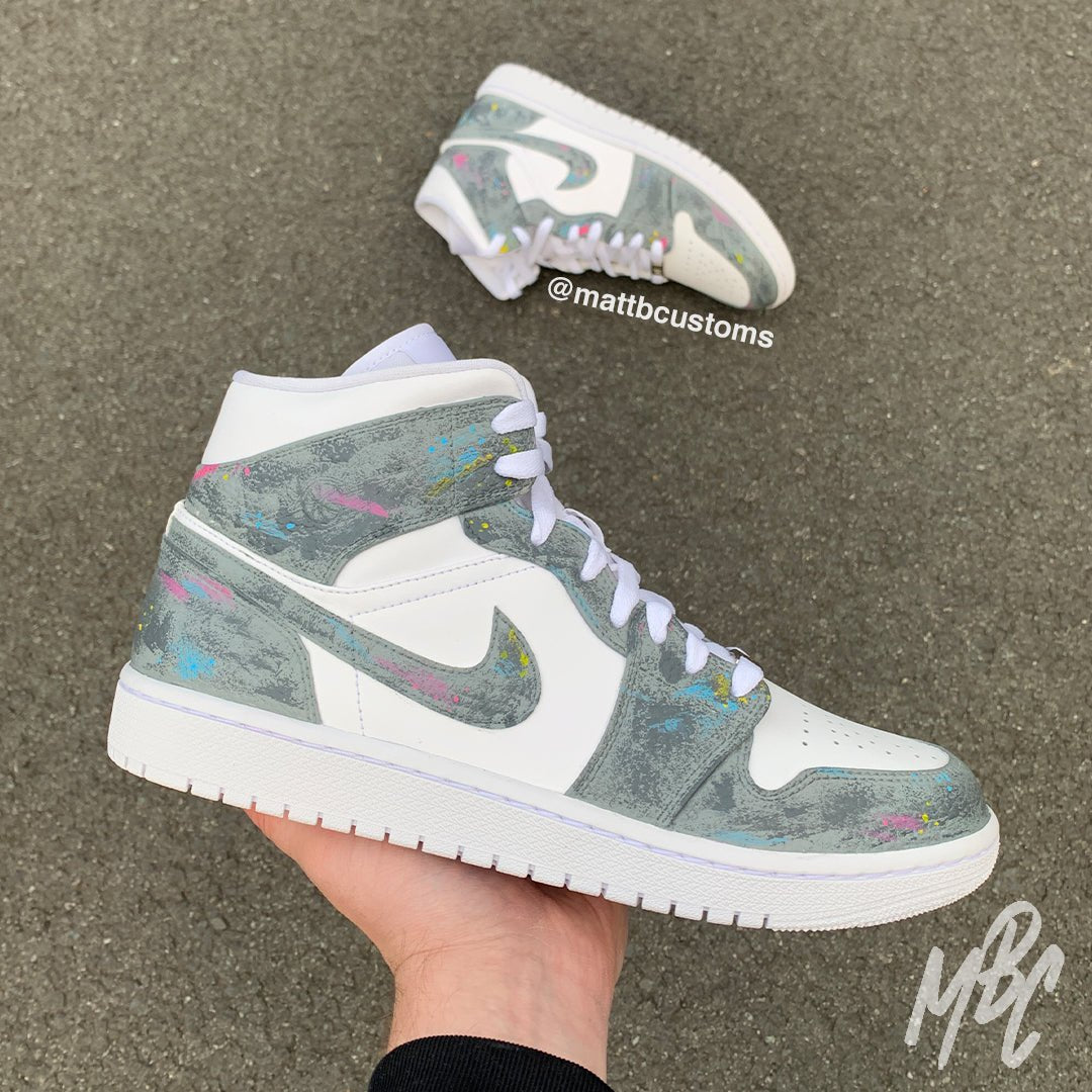 Concrete - Jordan 1 Mid Custom Nike Sneakers