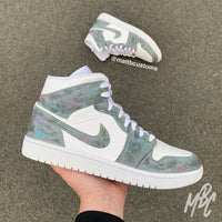 Concrete - Jordan 1 Mid Custom Nike Sneakers