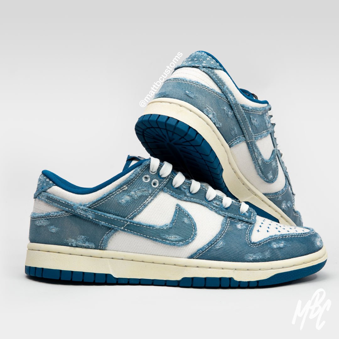 Distressed Denim - Dunk Low Custom Nike Sneakers