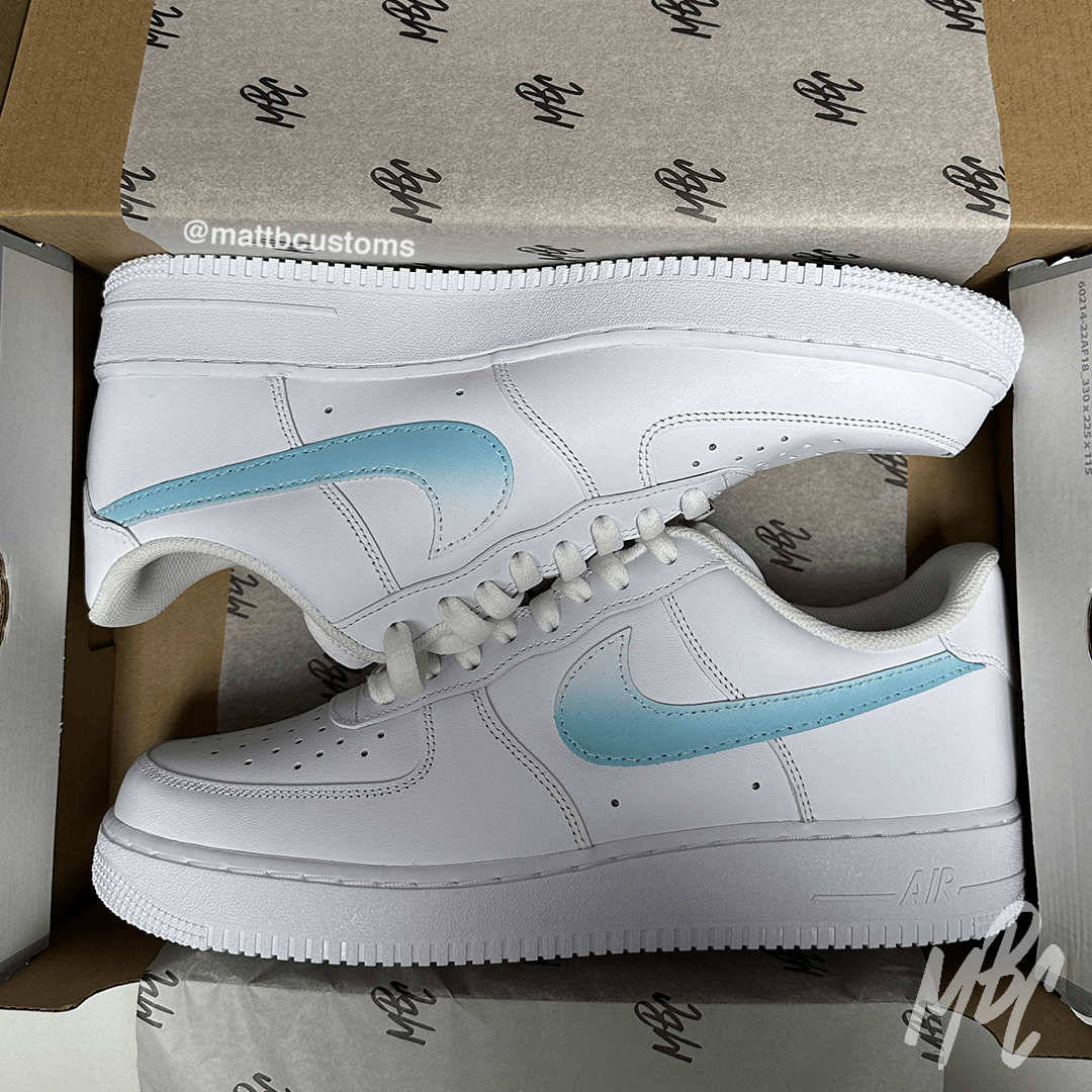 Nike air force top 1 baby blue swoosh