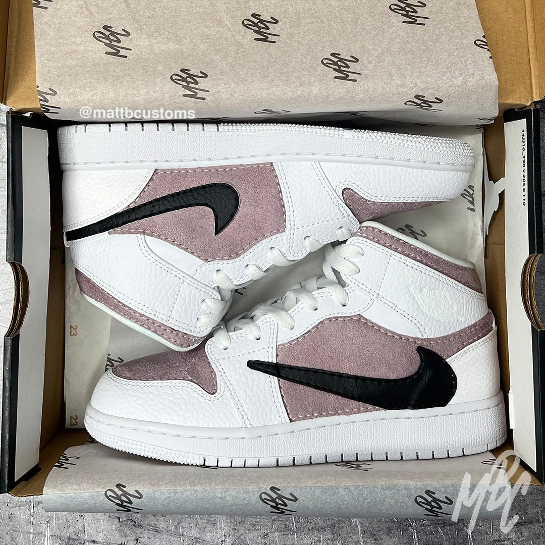 Lilac Suede Reverse Swoosh - Jordan 1 Mid | UK 5.5 Nike Sneakers