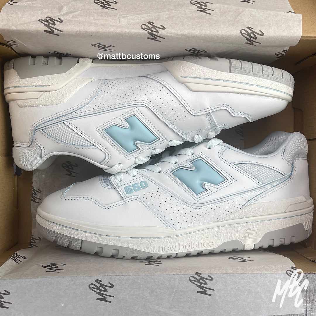 Blue Dip Dye Design Custom New Balance 550 Trainers UK