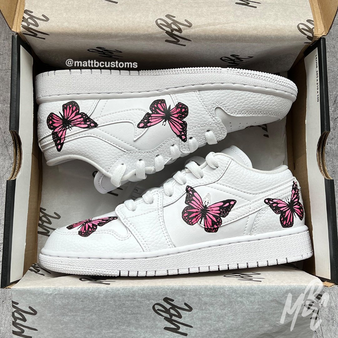 Pink Butterflies - Jordan 1 Low | UK 4 Nike Sneakers