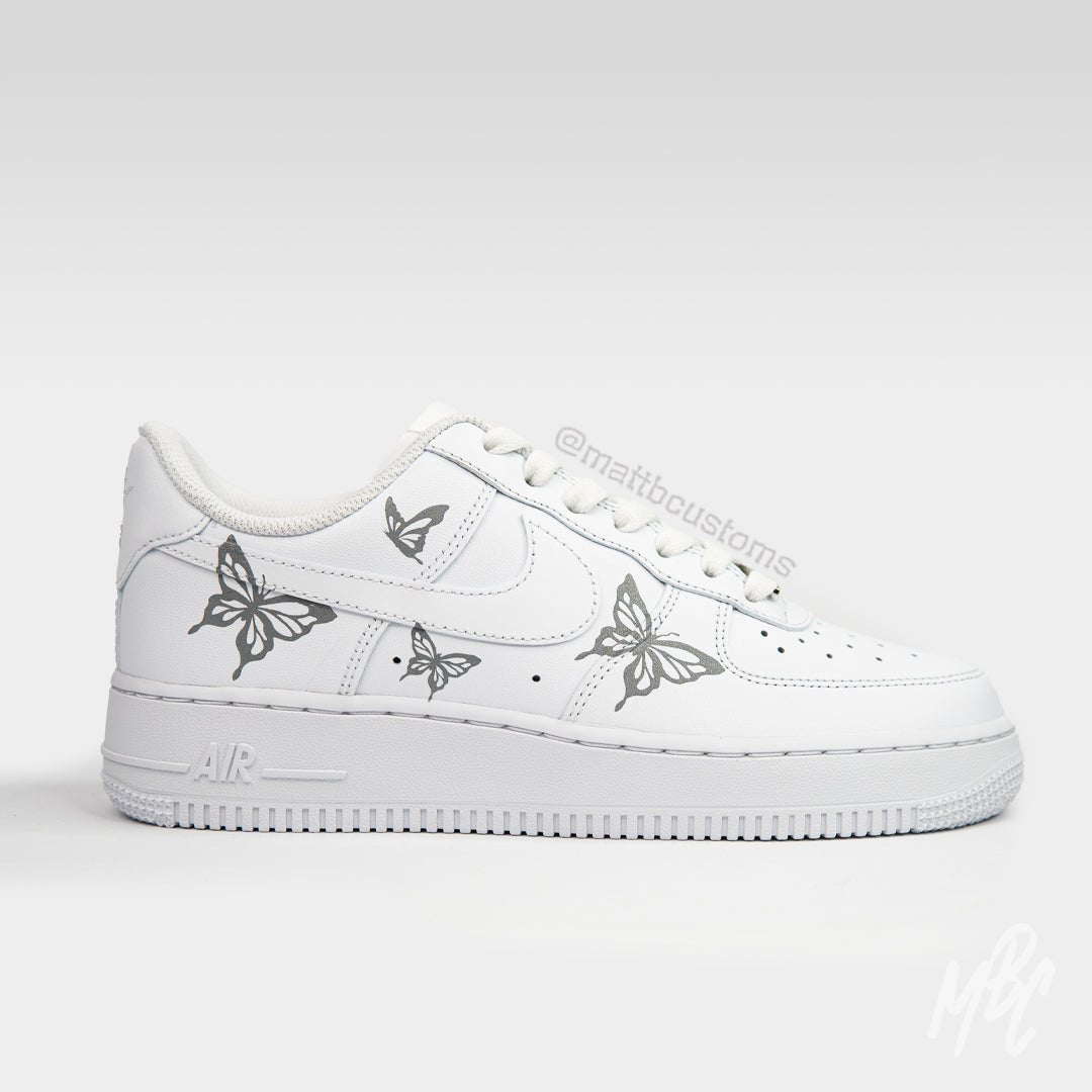Reflective Butterflies Design Custom Nike Air Force Trainers