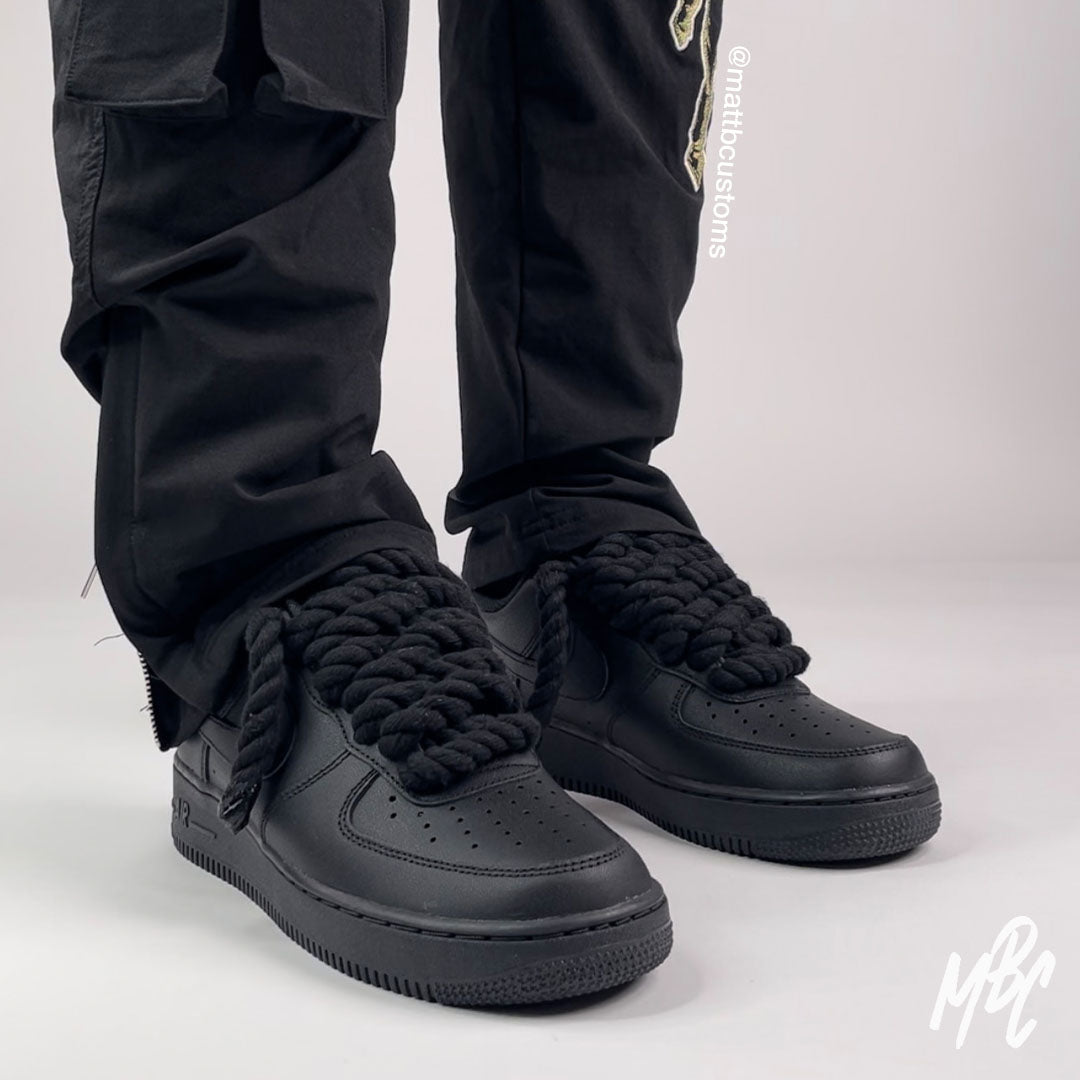 Thicc Laces - Black Air Force 1 Custom Nike Sneakers