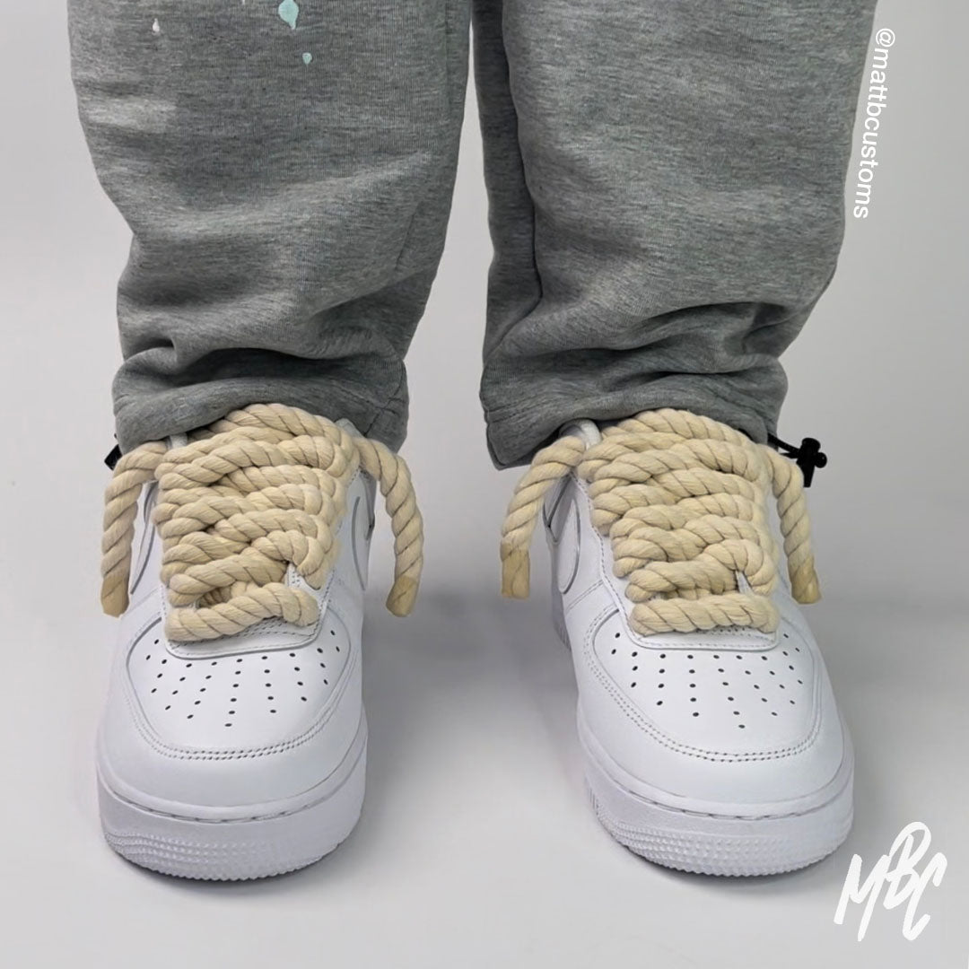 Thicc Laces - White Air Force 1 Custom Nike Sneakers