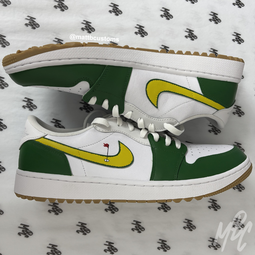 Putting Green - Jordan 1 Low Golf Customs - NO BOX | UK12