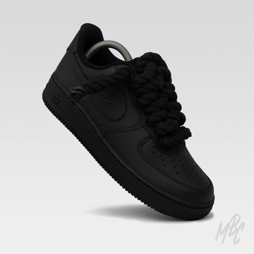 Thicc Lace Matte Black Air Force 1 Custom Sneaker