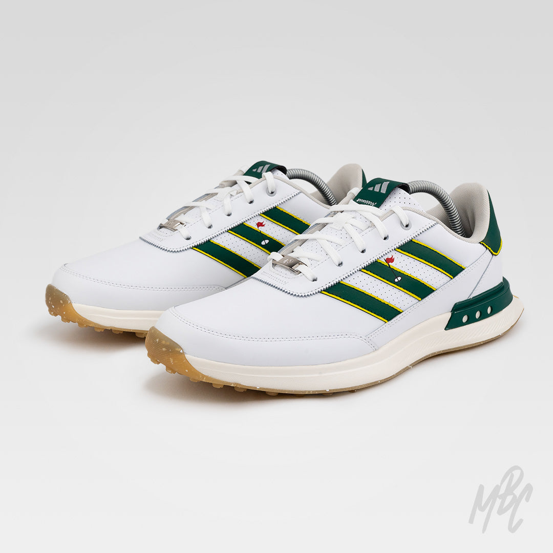 Custom Adidas S2G Golf Sneakers by MattB Customs. Customised with Masters colourway with hand painted red flag design.
