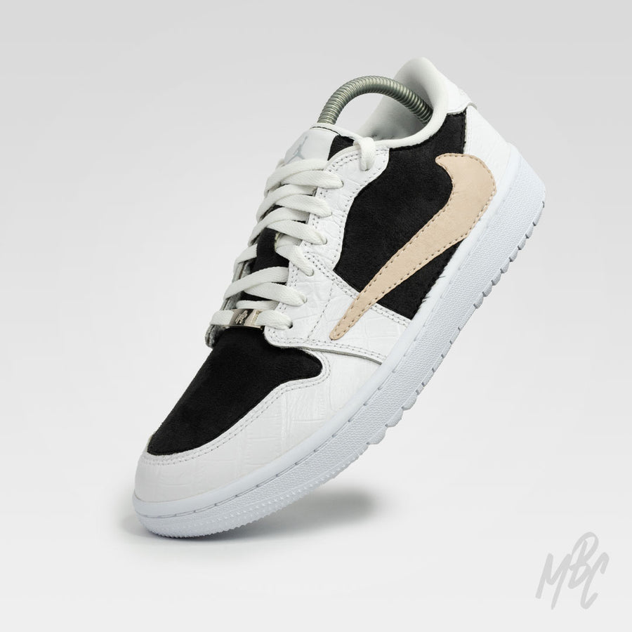 Cactus Suede Beige Reverse Swoosh - Jordan 1 Low Golf Custom Sneaker