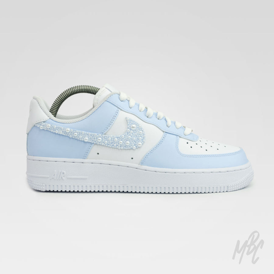 Pearl Swoosh Blue Colourway Nike Air Force 1 Custom Sneaker