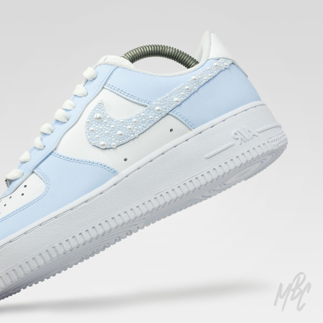 Pearl Swoosh Blue Colourway Nike Air Force 1 Custom Sneaker