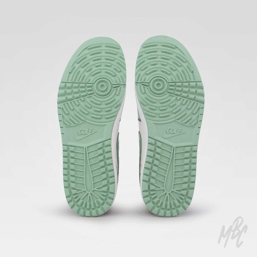 Jordan 1 Low Golf outsole with spikeless golf traction pattern on the 2D Illustration custom golf sneaker