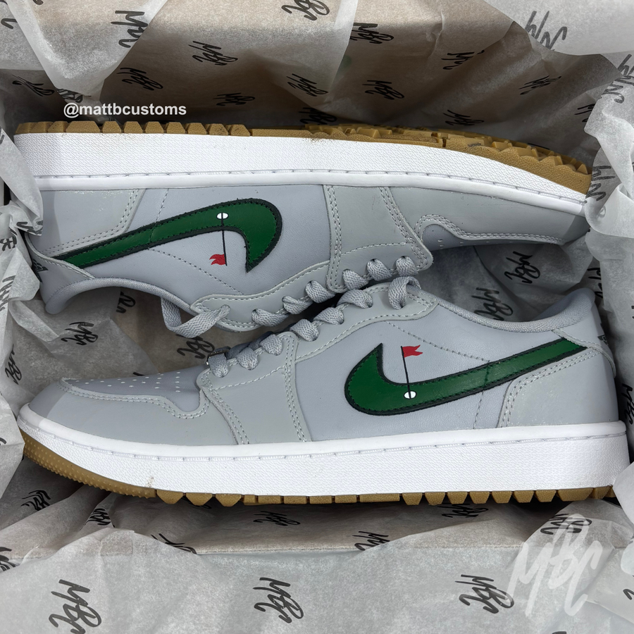Clean On The Green - Jordan 1 Low Golf Custom | UK 8